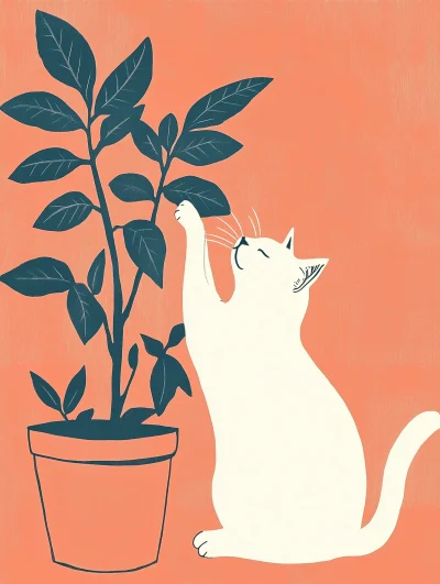 Cat by Plant Pot