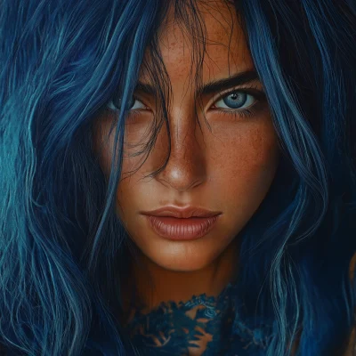 Epic Portrait of a Blue Haired Woman