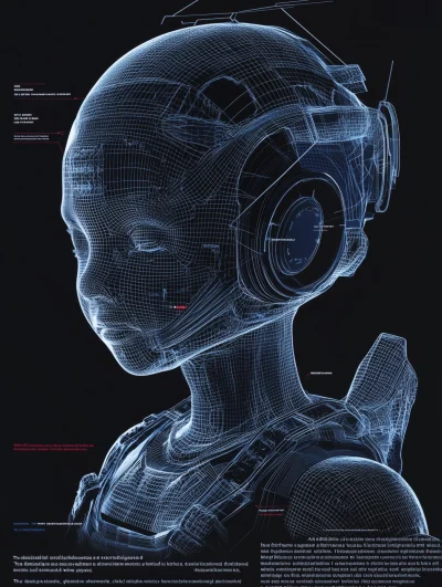 Retrofuturistic AI Wireframe