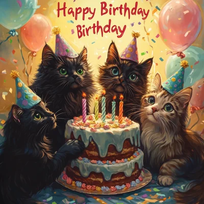 Birthday Celebration with Cats