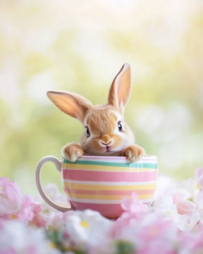 Cute Easter Bunny in Teacup