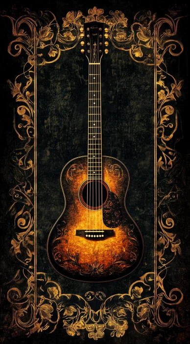 Ornate Vintage Guitar Poster