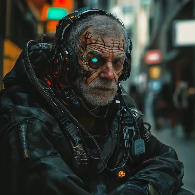 Cyberpunk Homeless Man