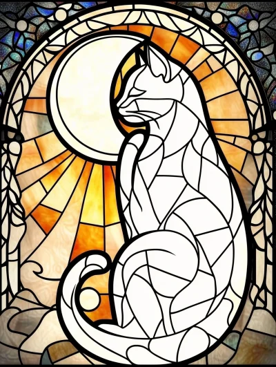 Praying Cat Stained Glass