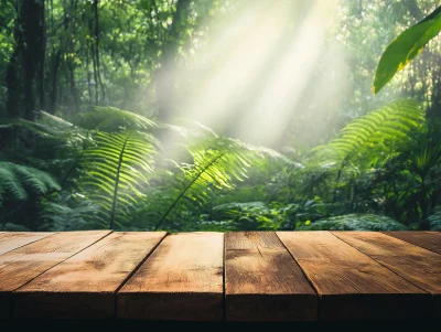 Wooden Table in Jungle