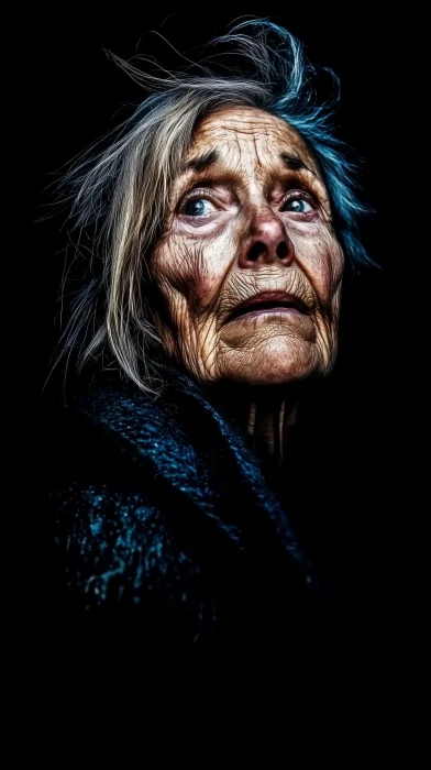 High Contrast Portrait of an Old Woman