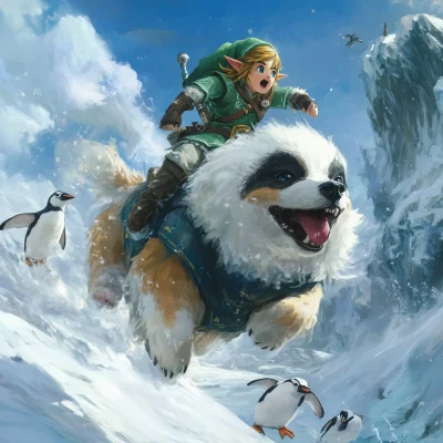 Link Riding a Pomeranian