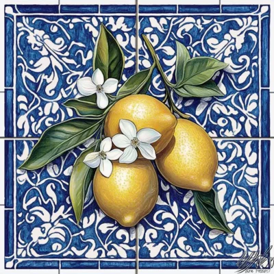 Lemon with White Blossoms