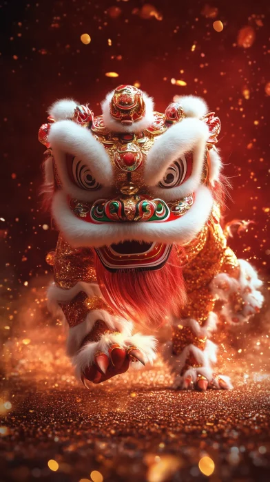 Chinese Lion Dance in Celebration