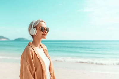 Joyful Senior Woman at the Beach