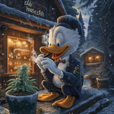 Scrooge McDuck Relaxing at the Club House Cafe