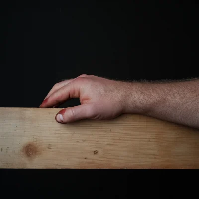 Masculine Hand on Wooden Board