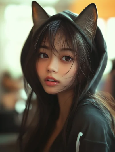 Cute Girl with Cat Ears