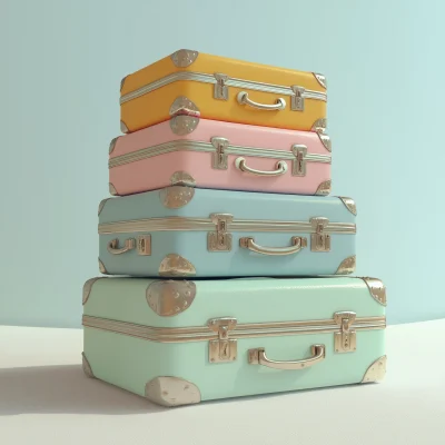 Stacked Colorful Suitcases