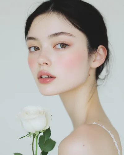 Japanese Model with White Rose