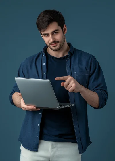 Handsome Man with Laptop