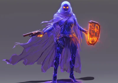 Translucent Blue Ghost Character