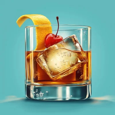 Old Fashioned Cocktail Illustration