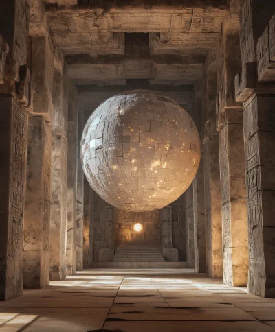 Ancient Temple with Floating Sphere