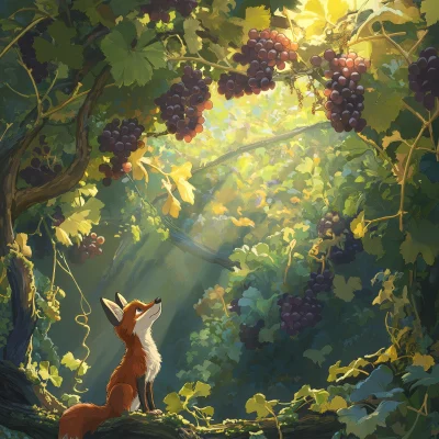 Curious Fox and Grapevines