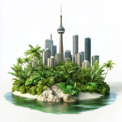 Toronto Skyline on Tropical Island