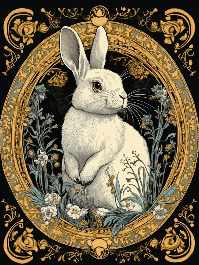 Art Nouveau Netherland Dwarf Rabbit