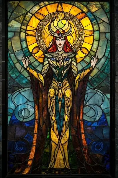 Stained Glass Window of Sorceress