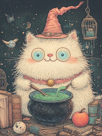 Cute Cat Conjuring Magic