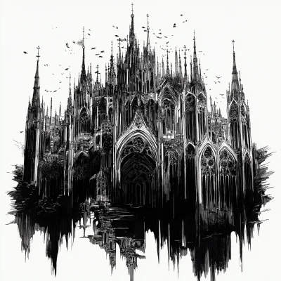 Gothic Cathedral Ink Illustration