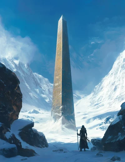 Giant Egyptian Obelisk in Snow