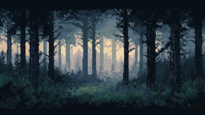 Dark Pine Forest Pixel Art