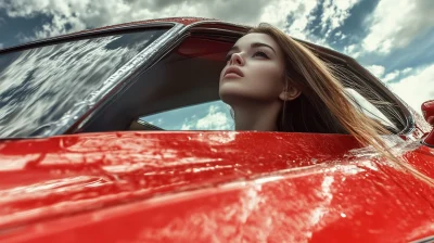 Woman Driving a Mustang