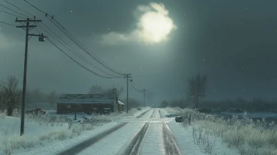 Snowy Road During Storm