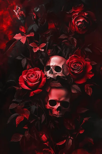 Dark Fantasy Roses and Skulls