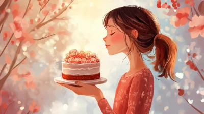 Girl Holding Cake