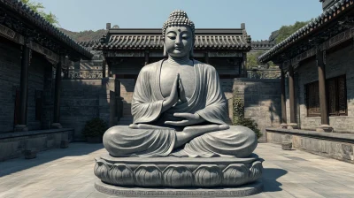 Buddha Statue in Courtyard