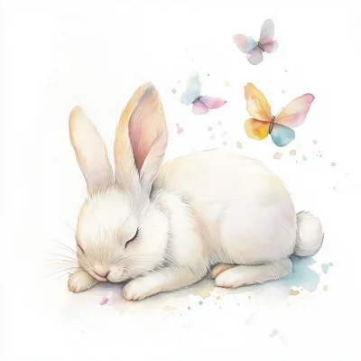 Dreamy Rabbit and Butterfly