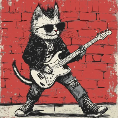 Punk Cat Caricature