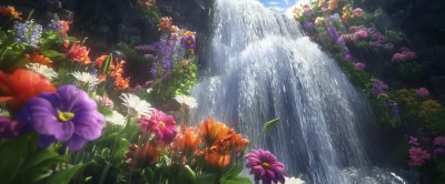 Diverse Flowers by Waterfalls