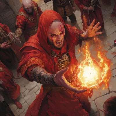 Red Wizard Casting Fireball