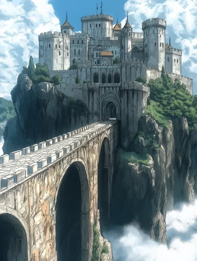 Fantasy Castle on a Mountain