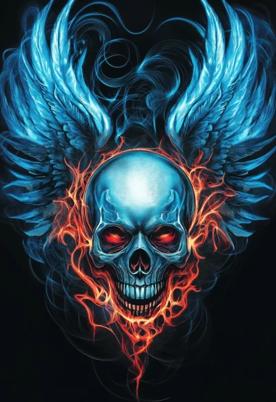 Skull with Angel Wings Tattoo Design