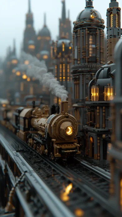 Steampunk Lego City at Twilight