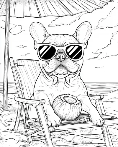 Cute French Bulldog at the Beach