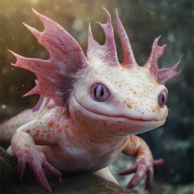 Fantasy Dragon with Axolotl Head