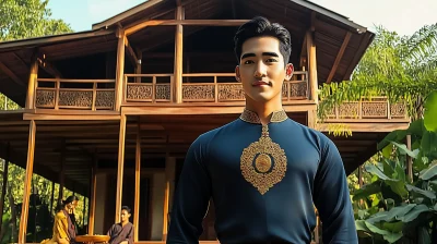 Noble Khmer Man in Traditional Attire