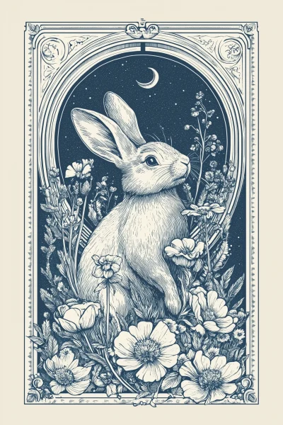 Rabbit Among Flowers