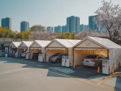 Car Wash Tent in Industrial Park