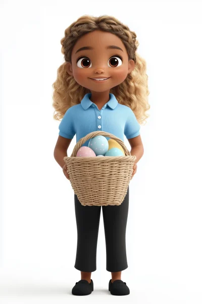 Cute Black Girl with Easter Egg Basket