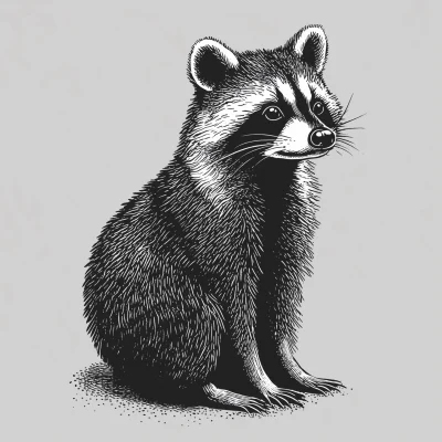 Black and White Raccoon Illustration